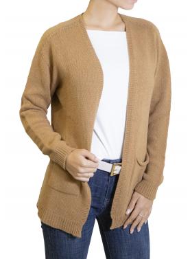 Cardigan aperto e lungo con tasche 